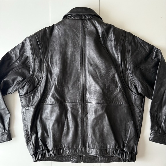 American‎ Classics Colebrook Men's XL Black Leather Bomber Style Jacket - Picture 5 of 10
